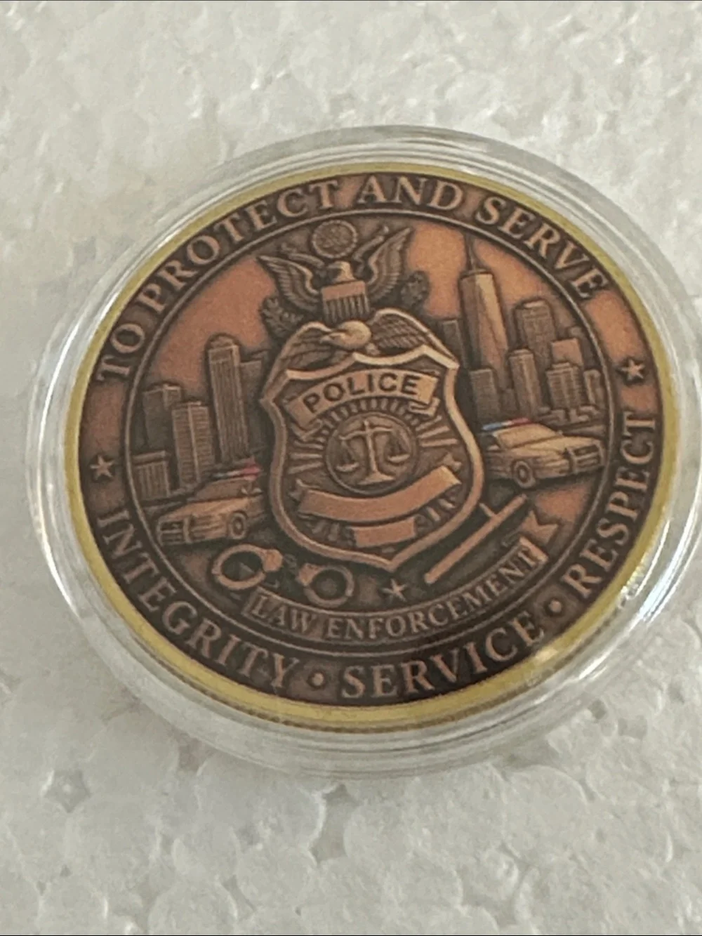 Police Officer Challenge Coin - Bronze Finish